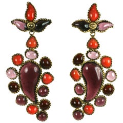Maison Gripoix für Yves Saint Laurent Haute Couture Palmette-Ohrclips