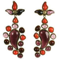  Boucles d'oreilles Palmette haute couture de la Maison Gripoix pour Yves Saint Laurent