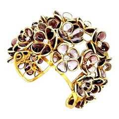Maison Gripoix Frankreich Lila Glas Amethyst-Diamant-Manschetten-Statement-Armband