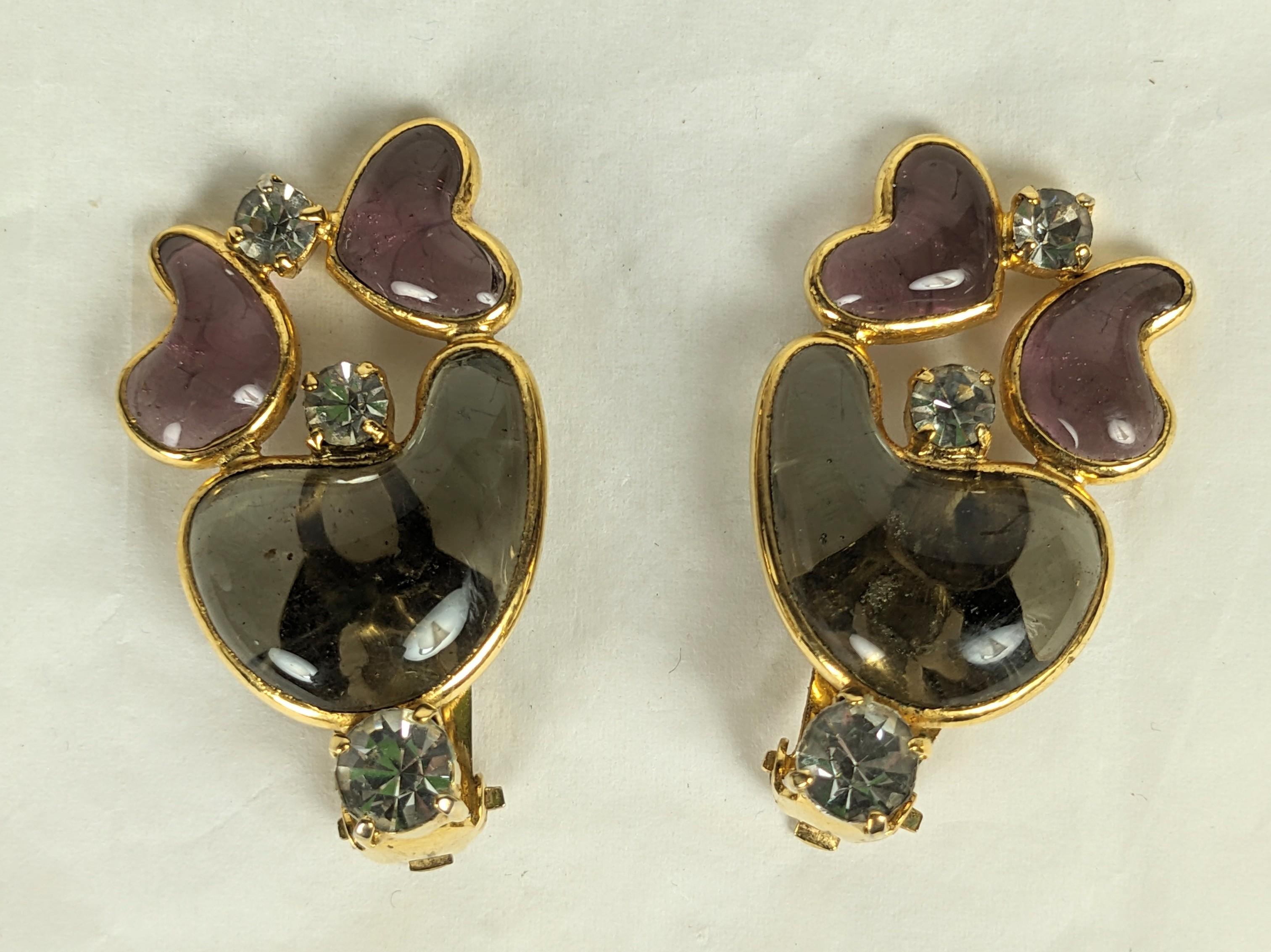 Artisan Maison Gripoix Paisley and Heart Form Earrings For Sale