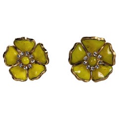 Maison Gripoix Poured Glass Flower Earclips