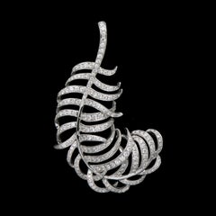 Feather, 18 Karat White Gold, Diamonds Pendant