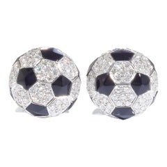 Football, 18 Karat White Gold, Onyx, Diamonds Cufflinks