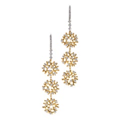 Twigs Earrings, 18 Karat Yellow and White Gold, Diamonds Earrings