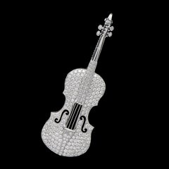 Violin, 18 Karat White Gold, Diamonds Pendant
