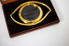 Maison Hermès, “Eye” Desktop Magnifying Glass in Gilt Brass, 1960s