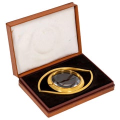 Retro Maison Hermès, “Eye” Desktop Magnifying Glass in Gilt Brass, 1960s