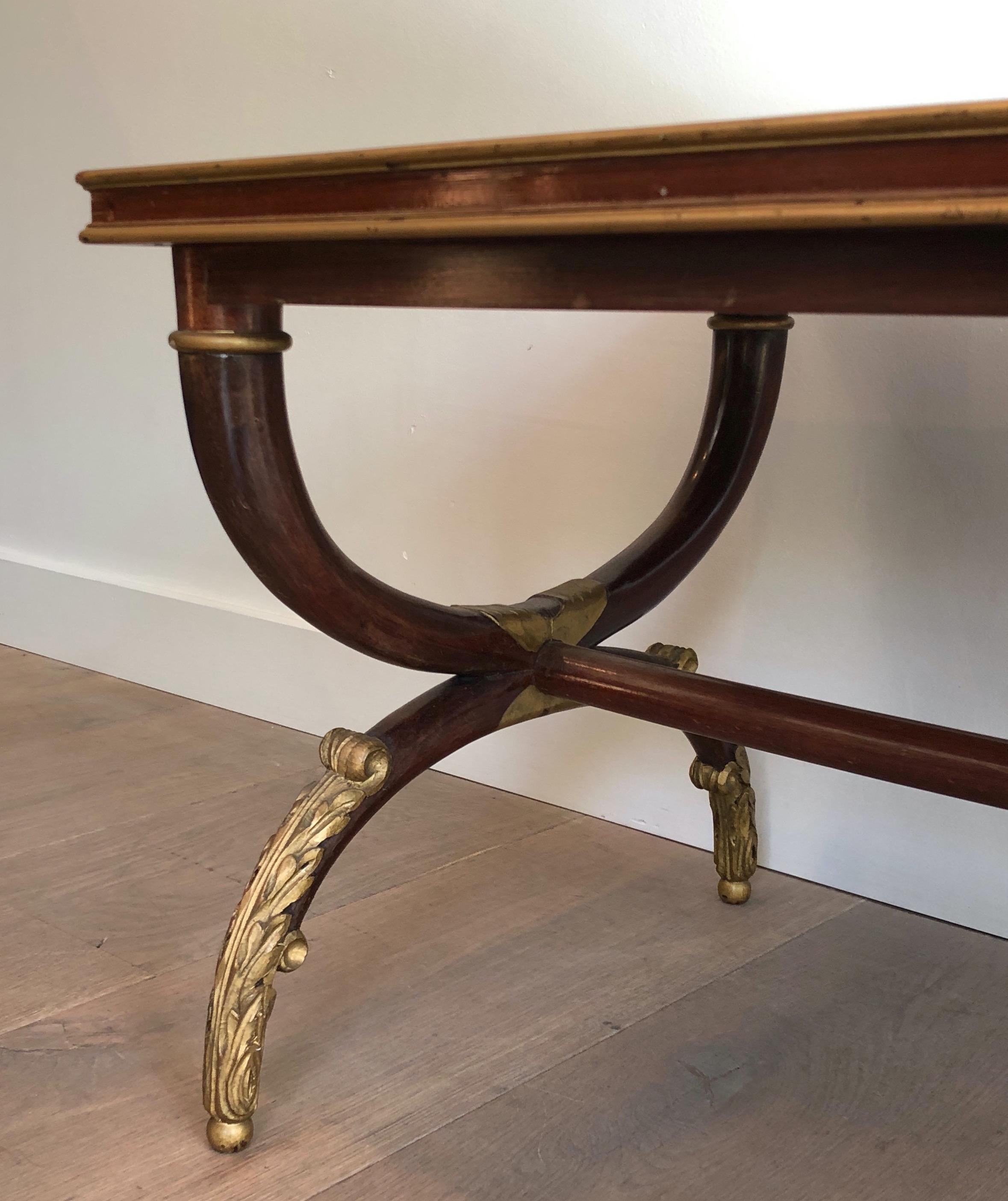 Neoclassical Style Carved & Gilt Wood Coffee Table signed by Maison Hirch For Sale 4