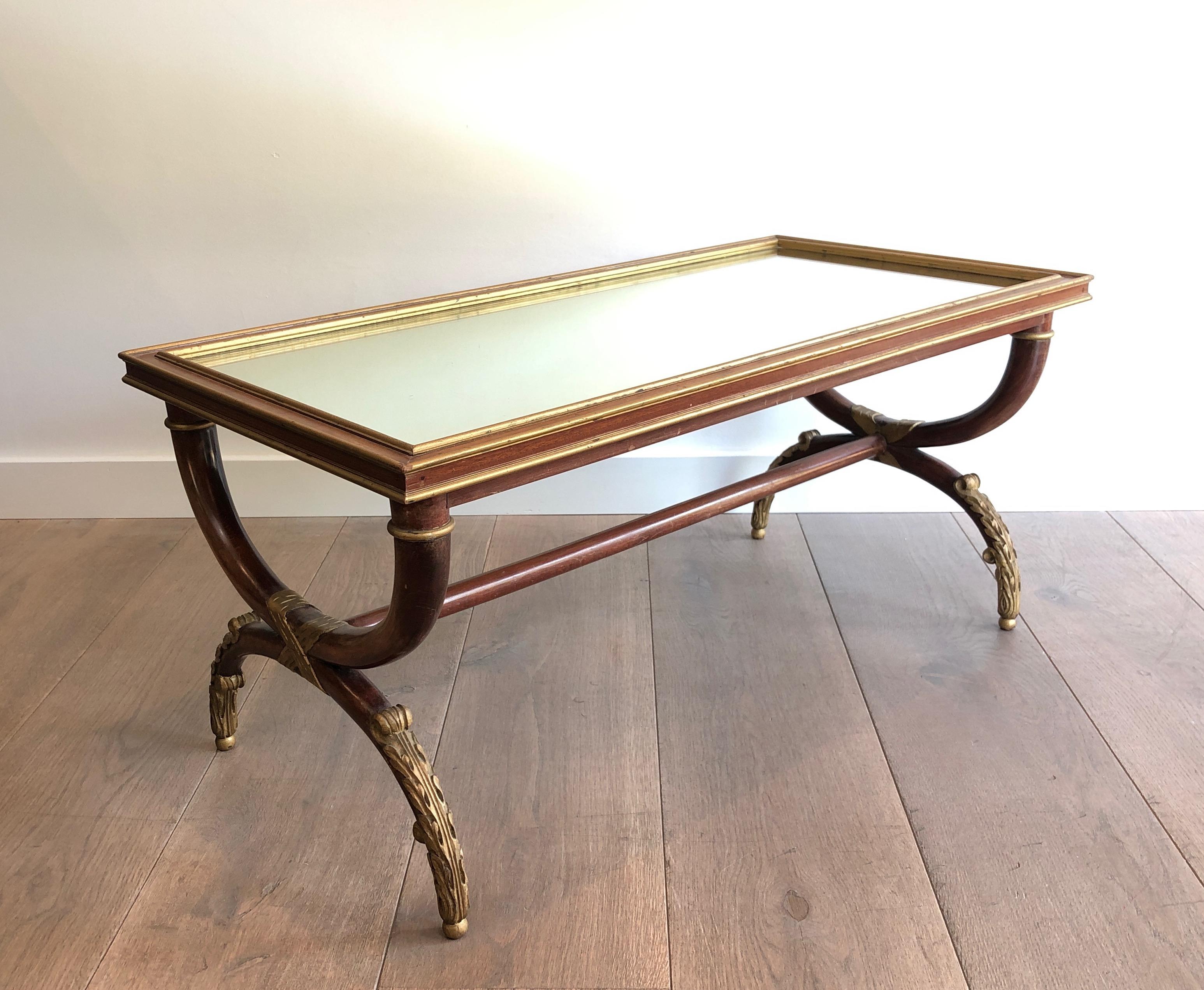Neoclassical Style Carved & Gilt Wood Coffee Table signed by Maison Hirch For Sale 5