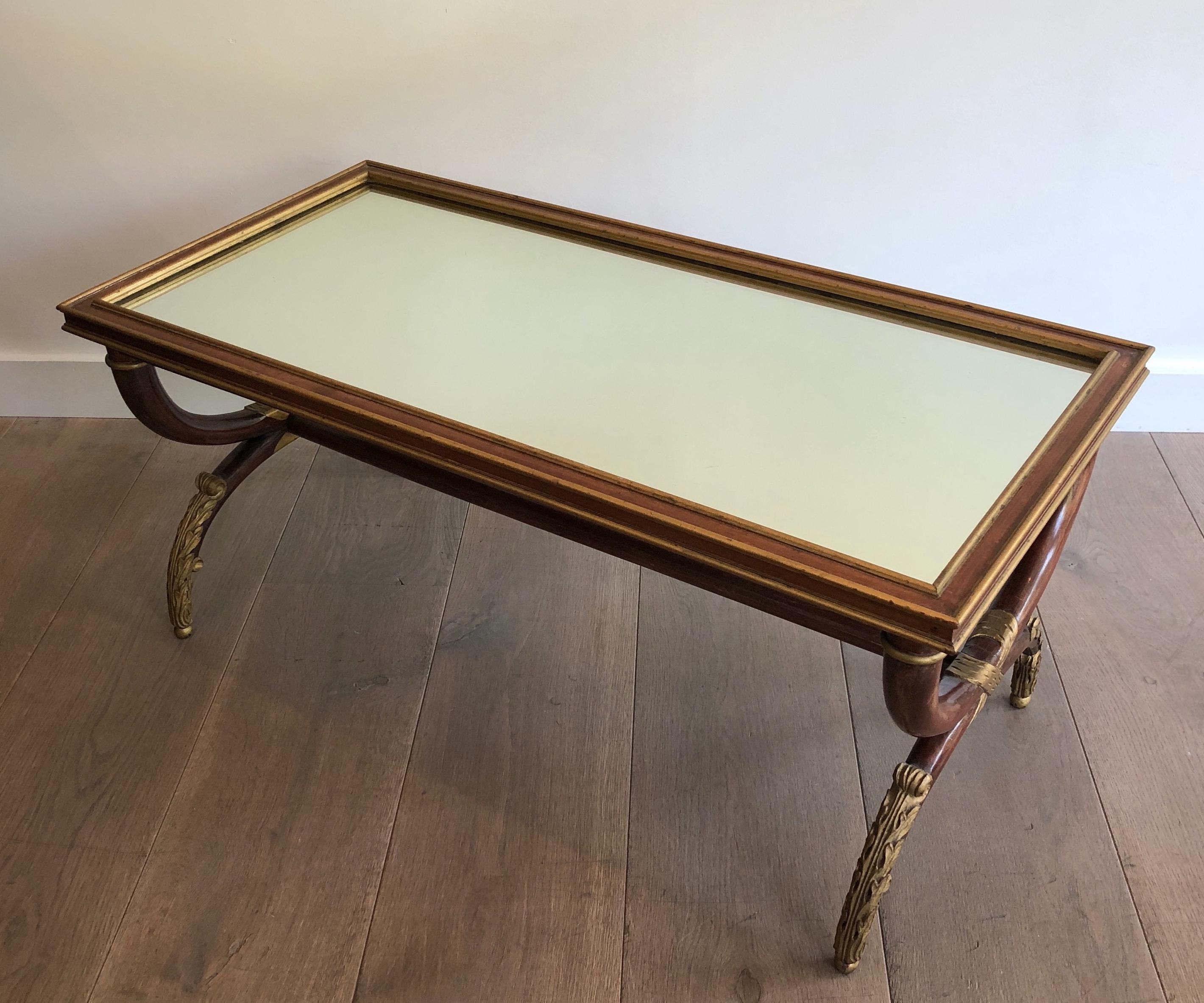 Neoclassical Style Carved & Gilt Wood Coffee Table signed by Maison Hirch For Sale 6