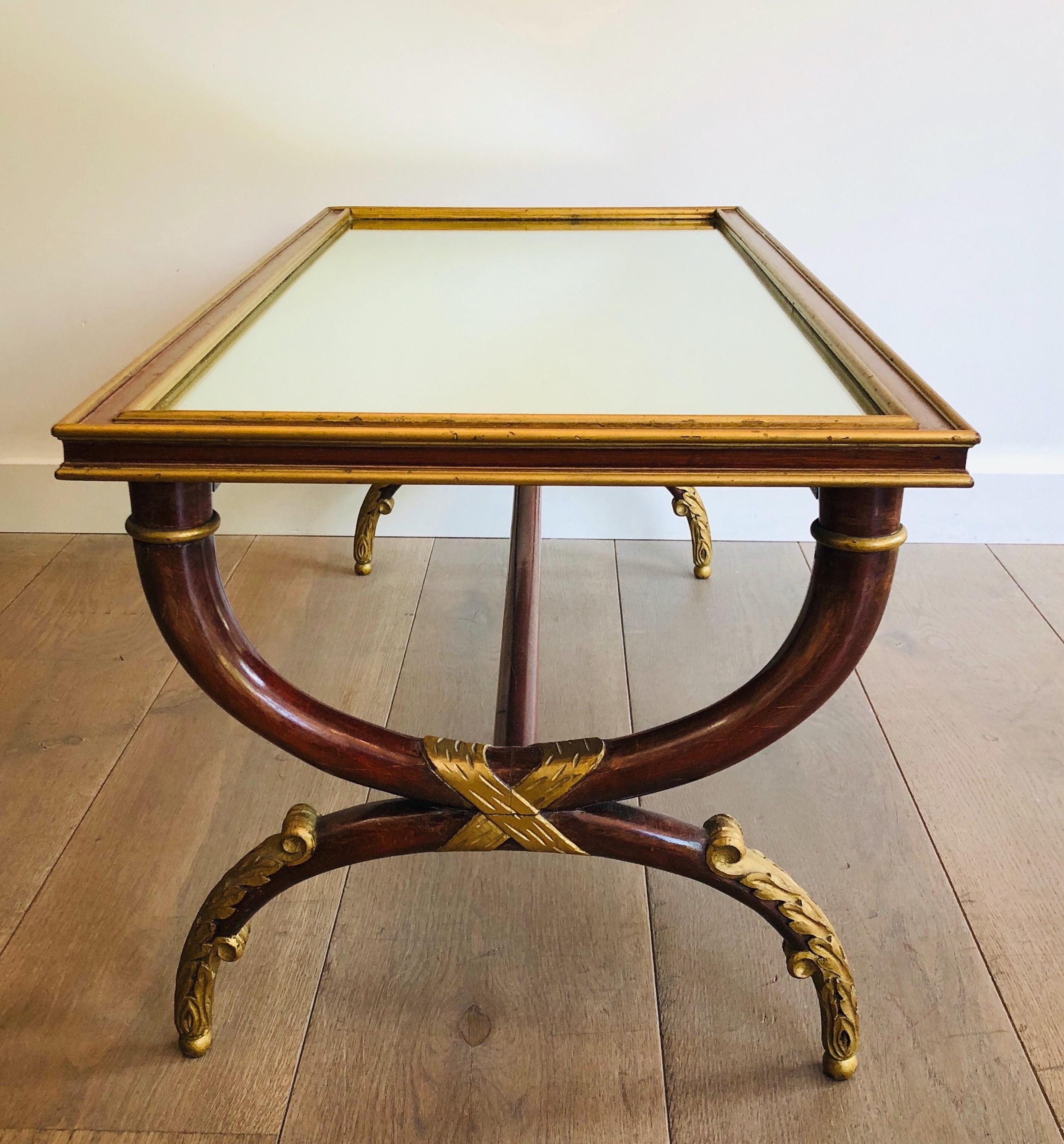 Neoclassical Style Carved & Gilt Wood Coffee Table signed by Maison Hirch For Sale 8