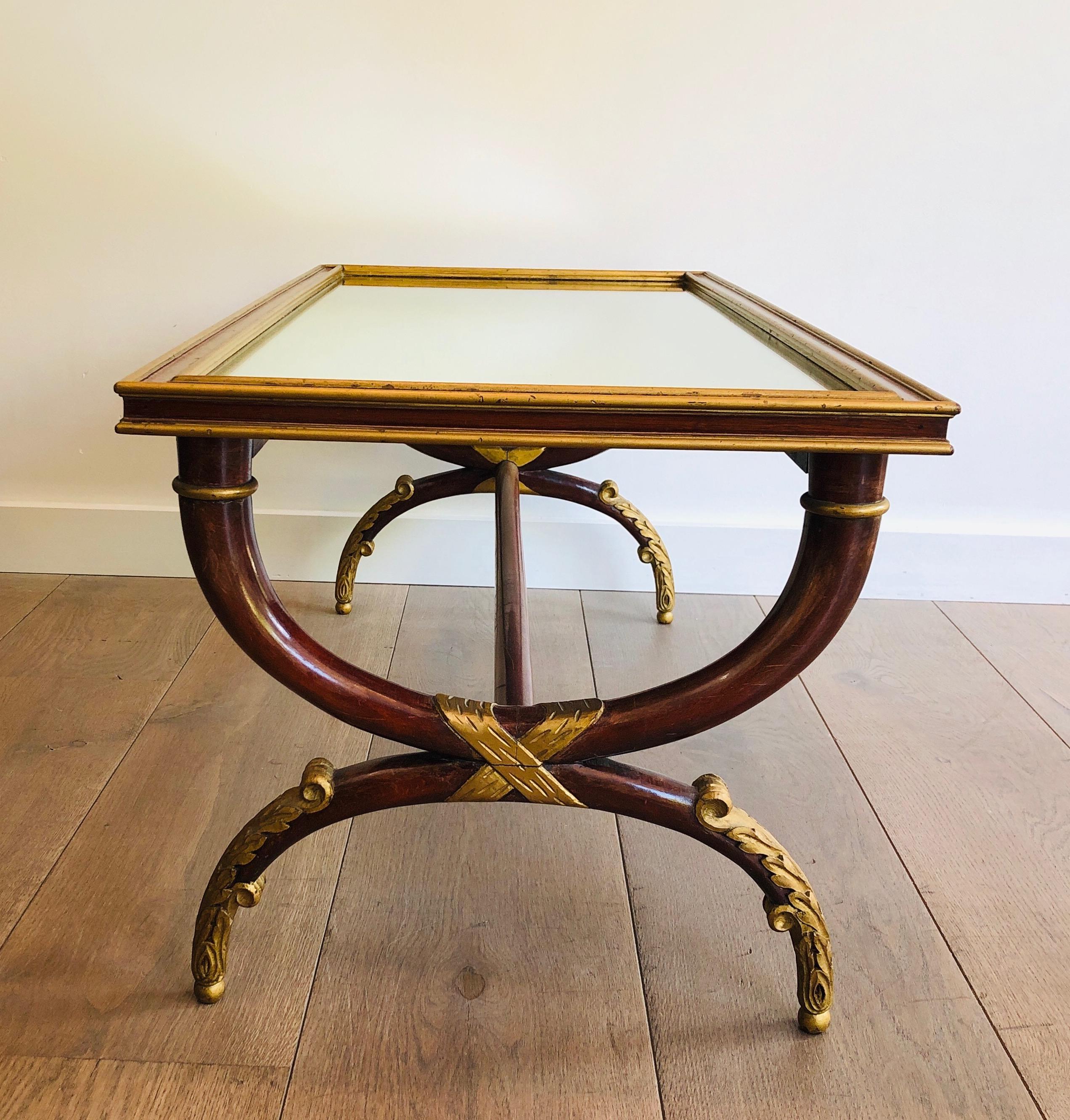 Neoclassical Style Carved & Gilt Wood Coffee Table signed by Maison Hirch For Sale 9