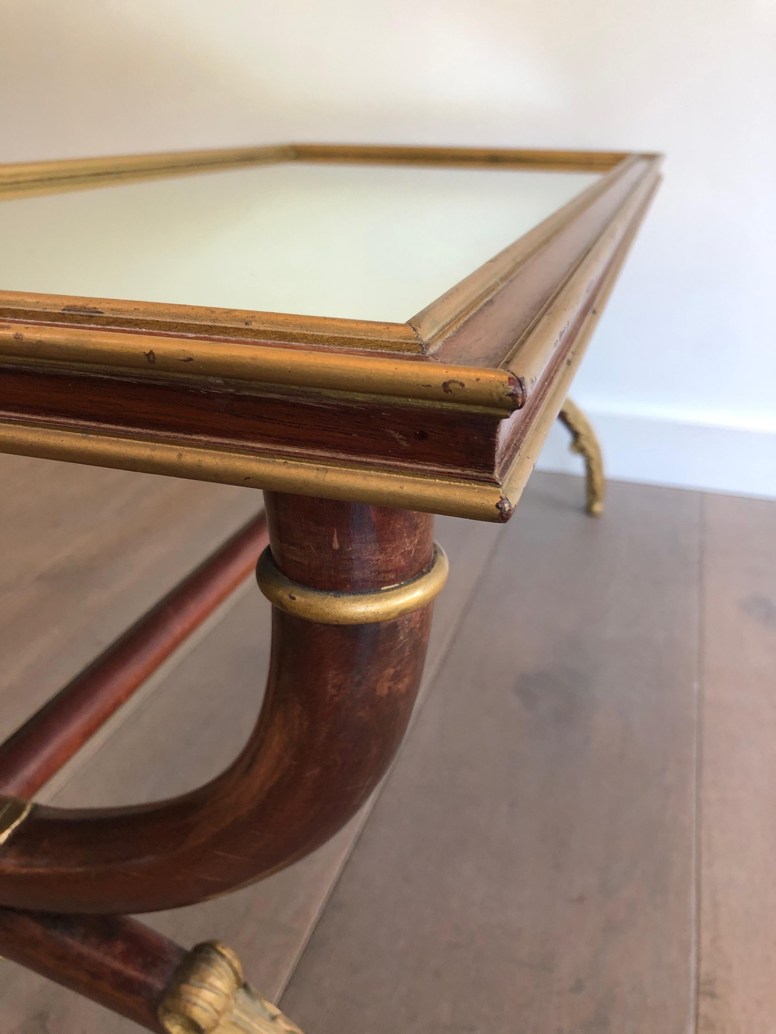 Neoclassical Style Carved & Gilt Wood Coffee Table signed by Maison Hirch For Sale 12