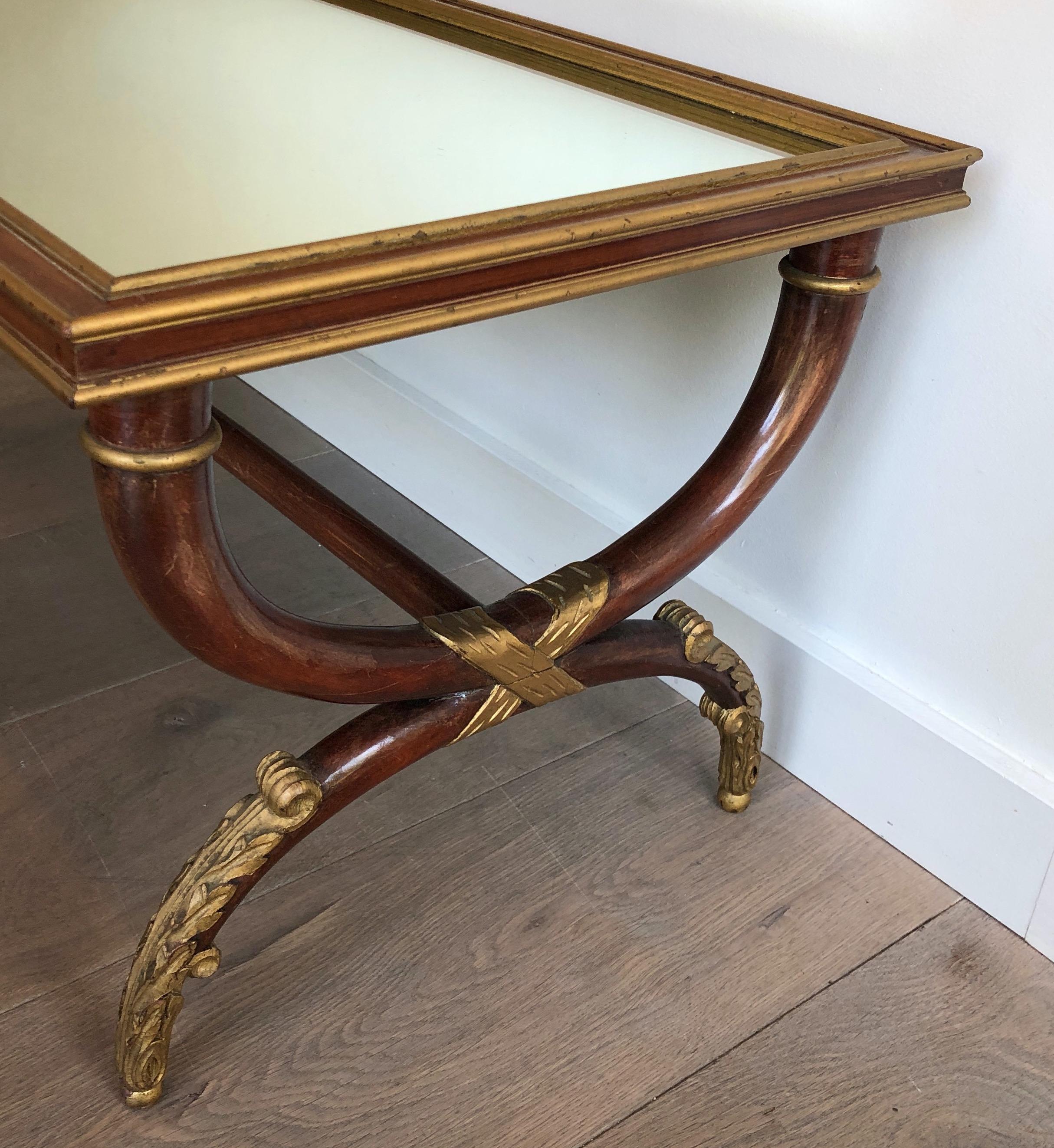 Mid-20th Century Neoclassical Style Carved & Gilt Wood Coffee Table signed by Maison Hirch For Sale