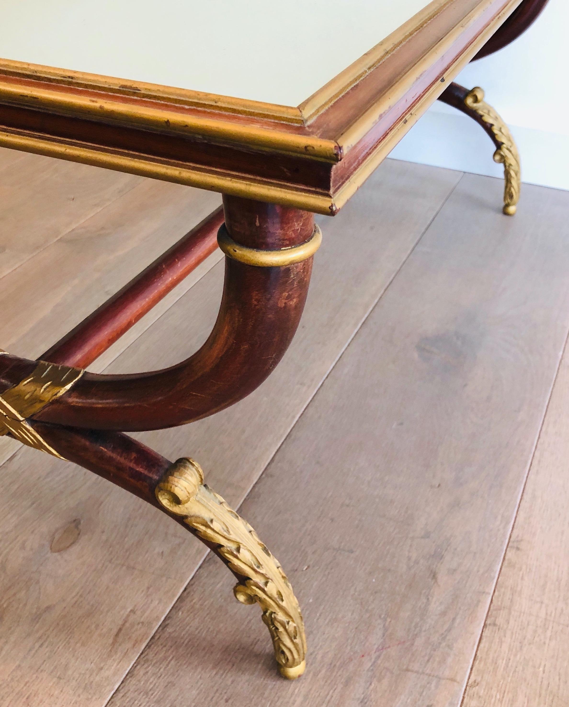 Neoclassical Style Carved & Gilt Wood Coffee Table signed by Maison Hirch For Sale 1