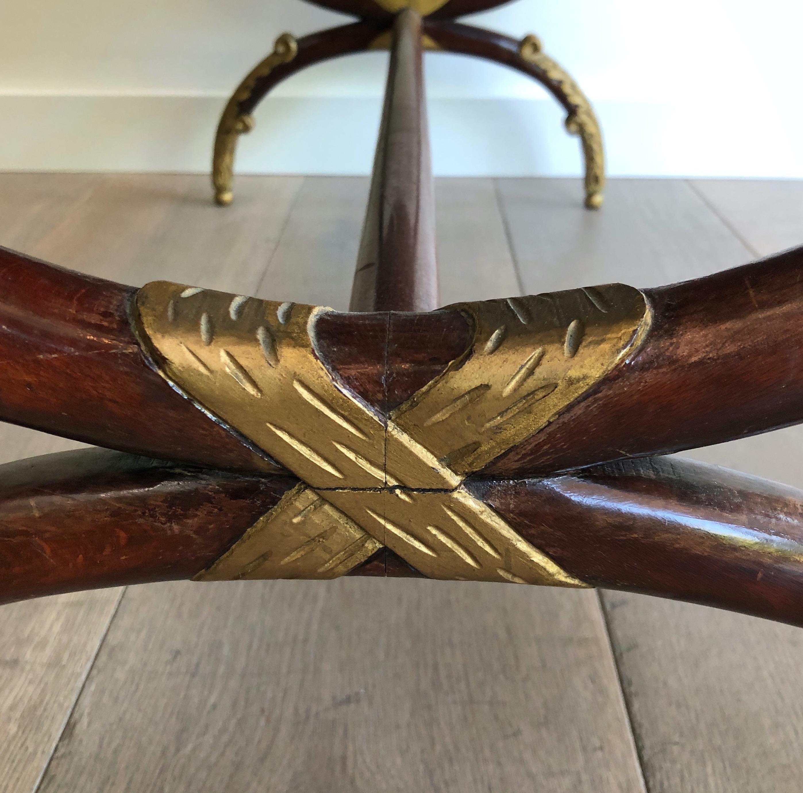 Neoclassical Style Carved & Gilt Wood Coffee Table signed by Maison Hirch For Sale 2