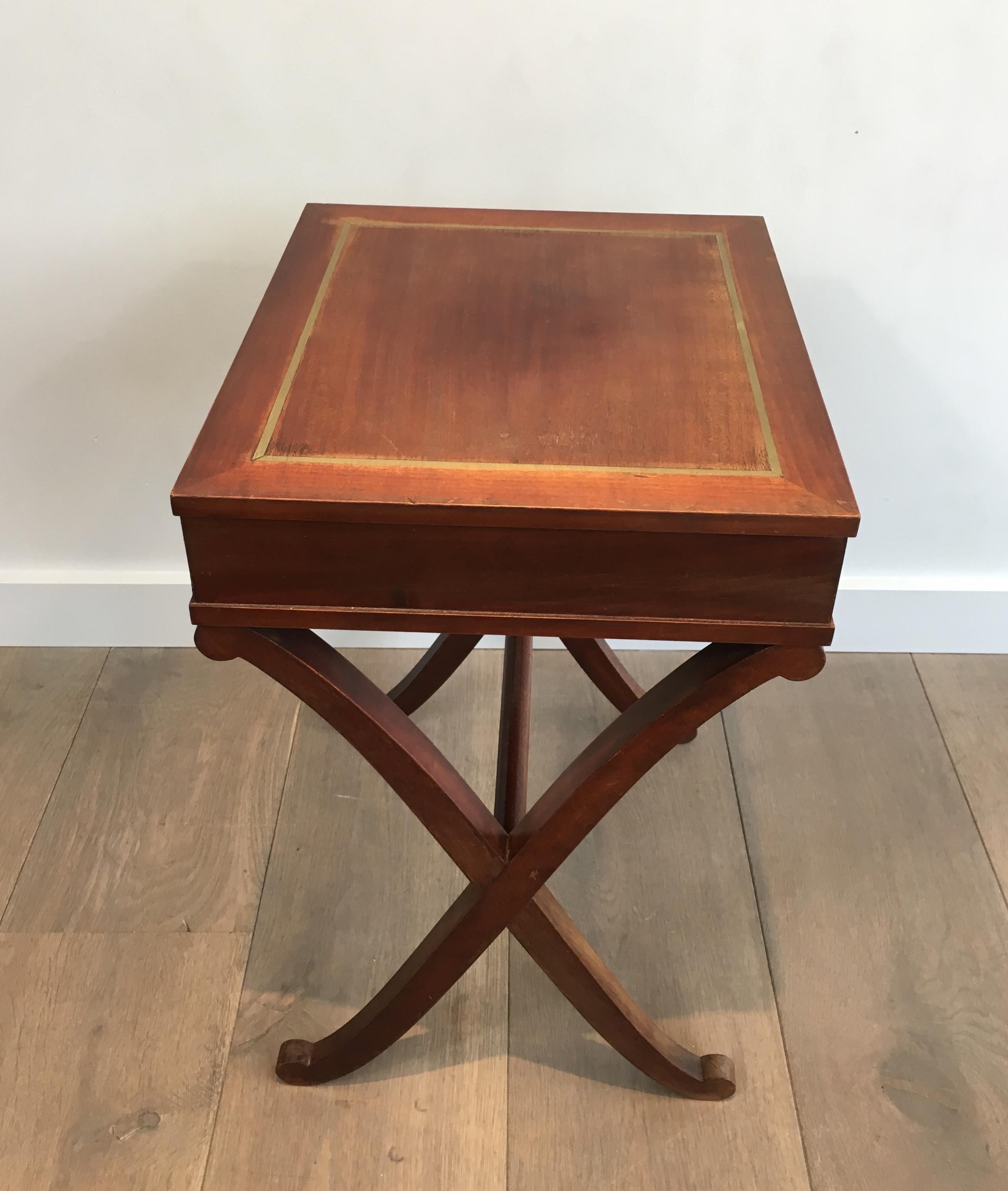 Maison Hirch, Pair of Mahogany and Brass Side Tables, French, circa 1940 8