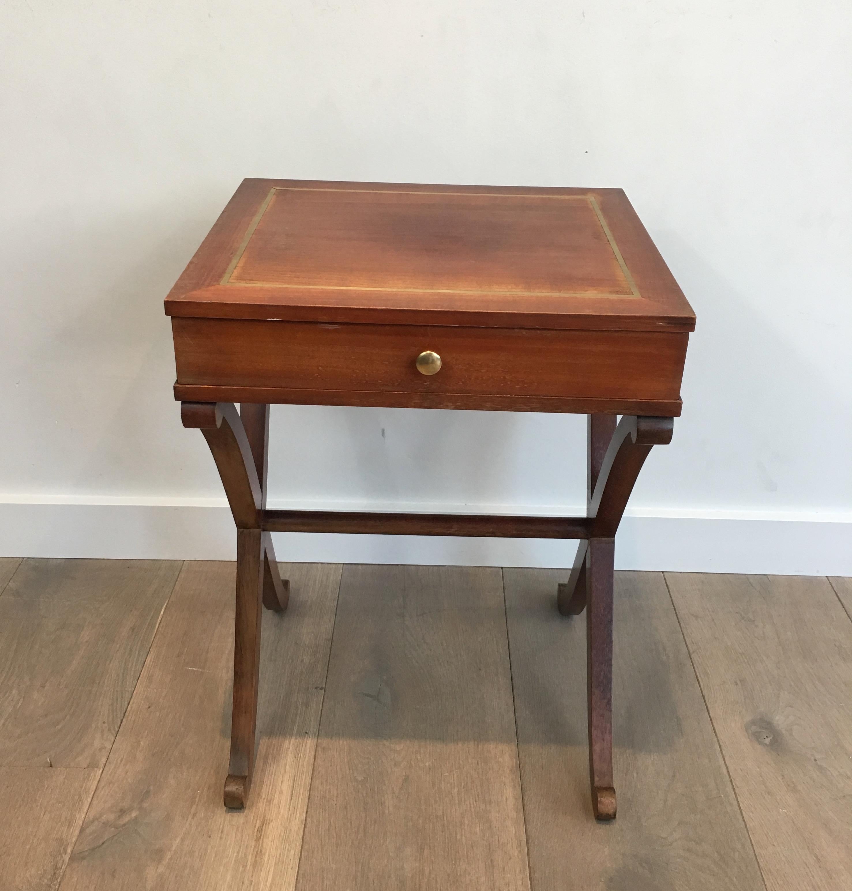 Maison Hirch, Pair of Mahogany and Brass Side Tables, French, circa 1940 9