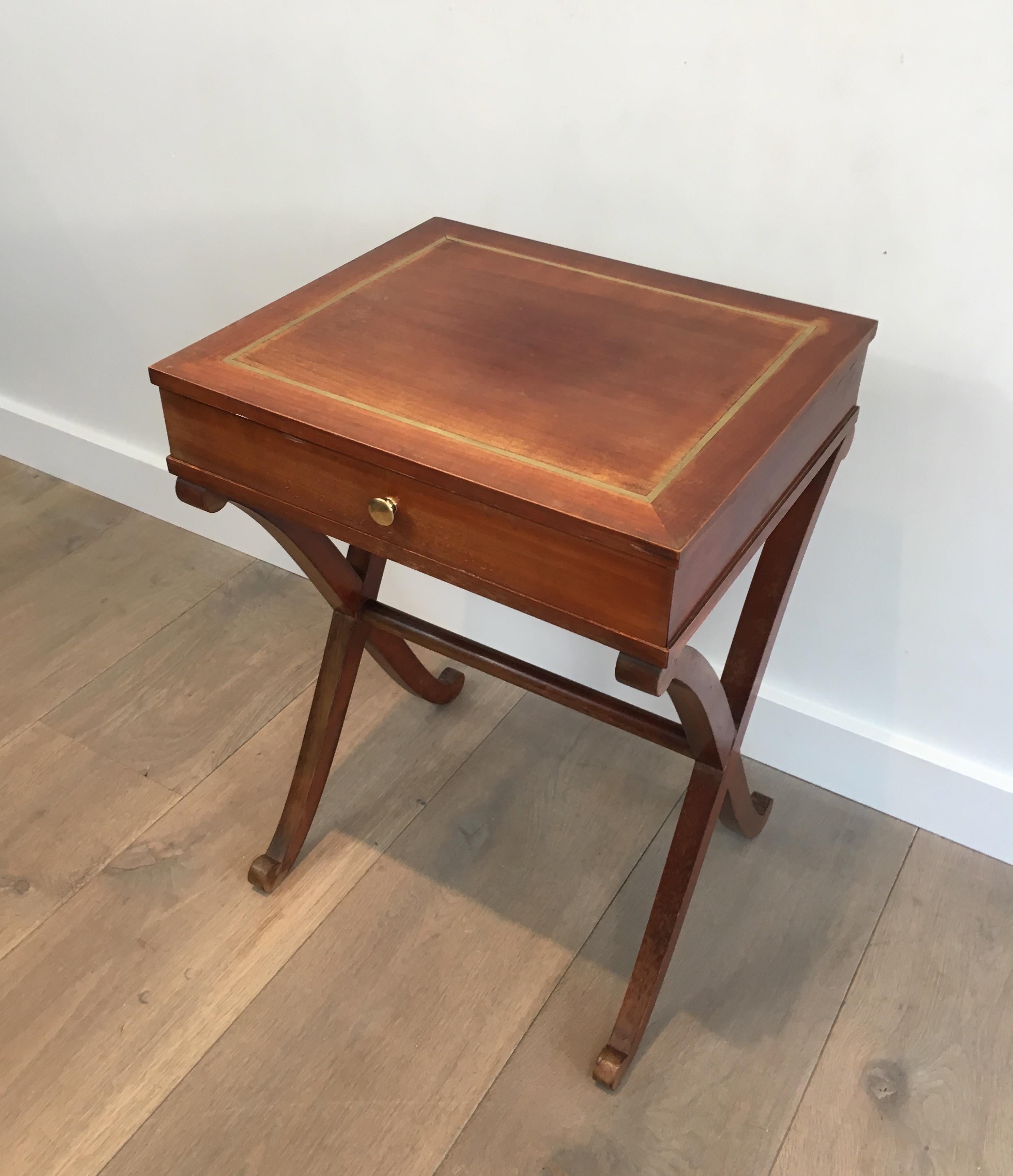 Maison Hirch, Pair of Mahogany and Brass Side Tables, French, circa 1940 11