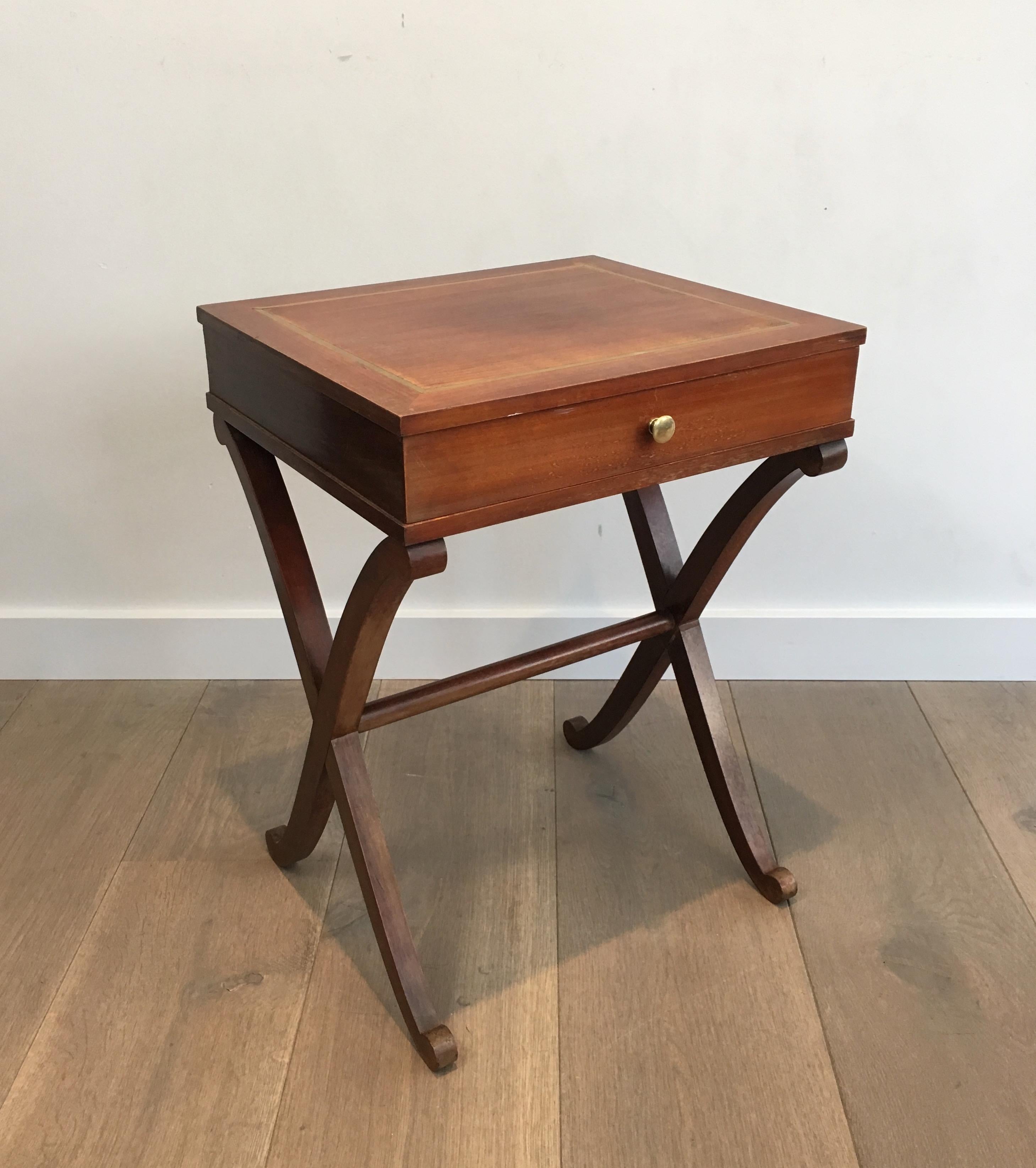 Mid-20th Century Maison Hirch, Pair of Mahogany and Brass Side Tables, French, circa 1940