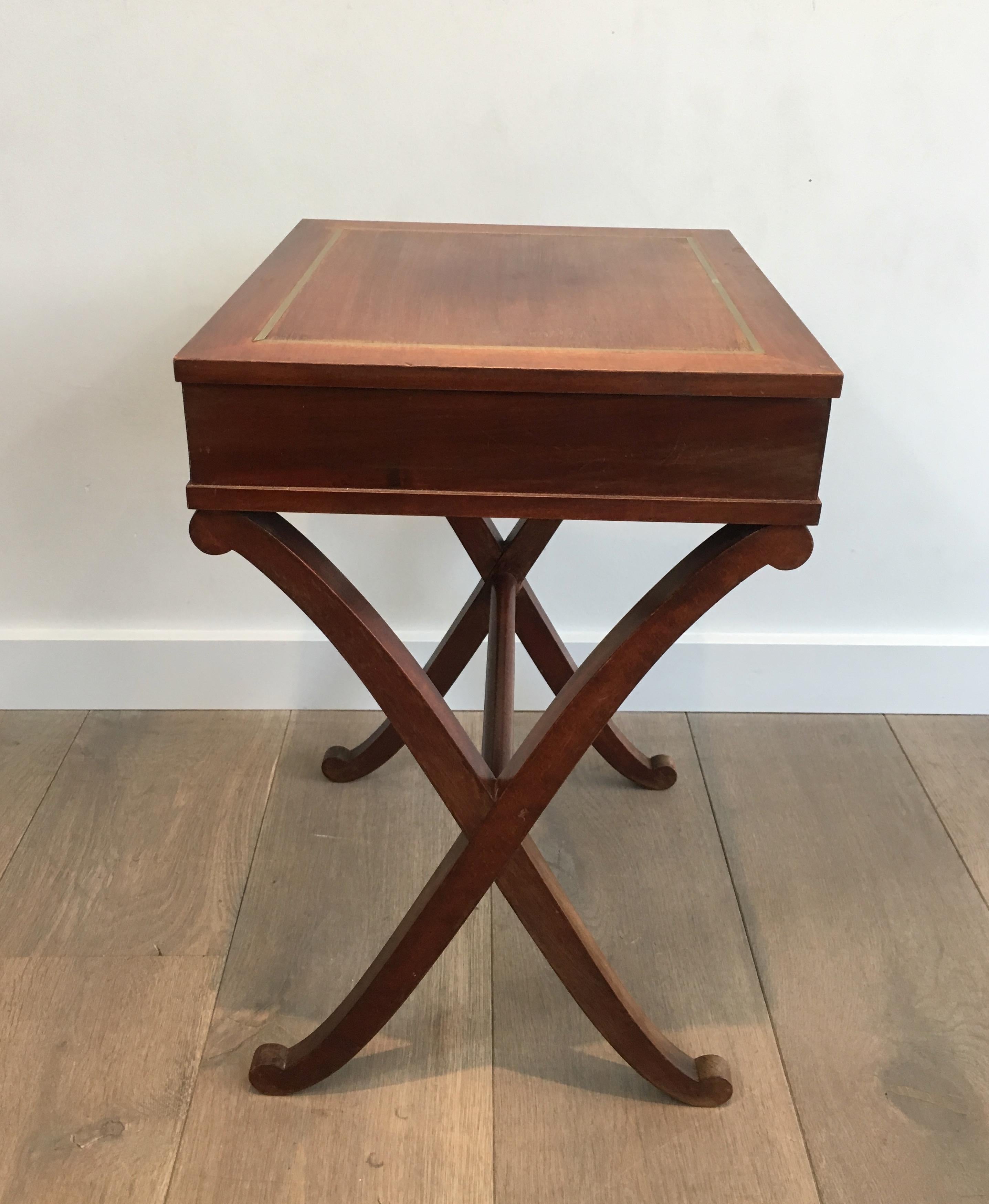 Maison Hirch, Pair of Mahogany and Brass Side Tables, French, circa 1940 2