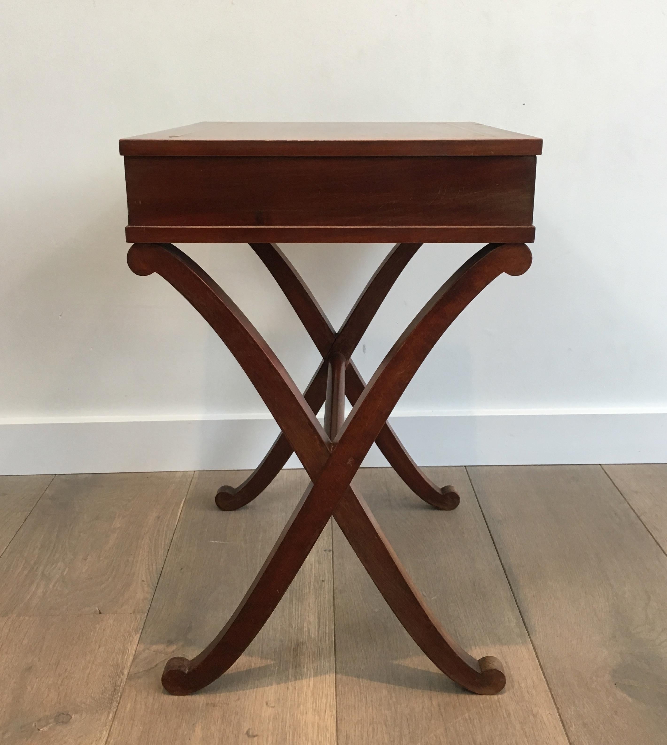 Maison Hirch, Pair of Mahogany and Brass Side Tables, French, circa 1940 3