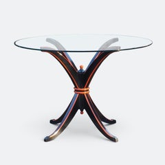Maison Hirsch, Black and Orange Lacquered Table, circa 1960