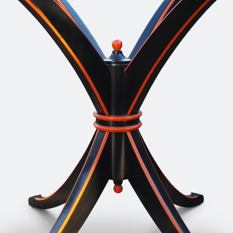 French Maison Hirsch, Black and Orange Lacquered Table, circa 1960