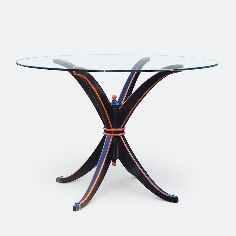 Mid-20th Century Maison Hirsch, Black and Orange Lacquered Table, circa 1960