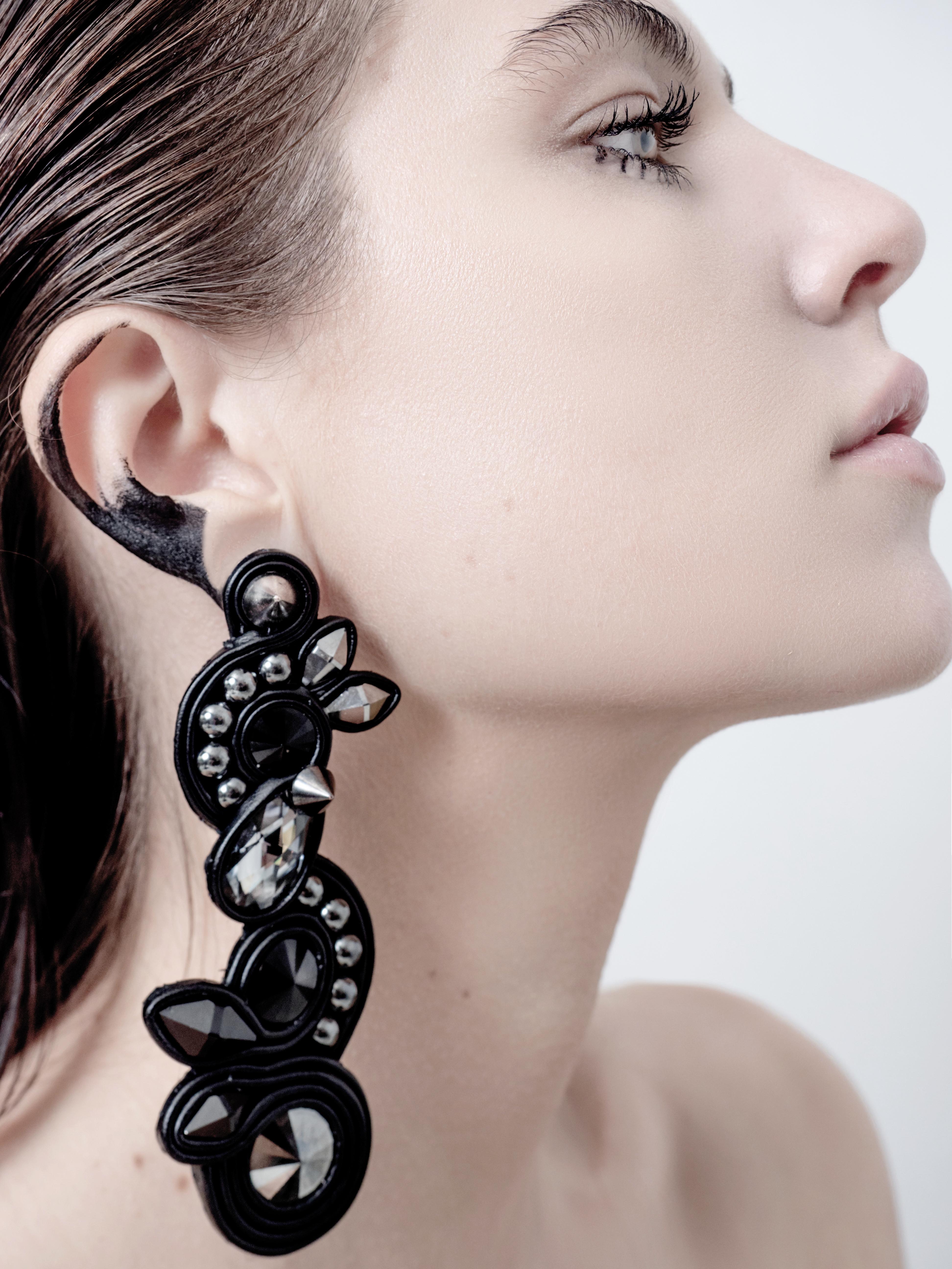 Modern Maison HOLLEVILLE “OUTRENOIR”  Statement Earrings For Sale
