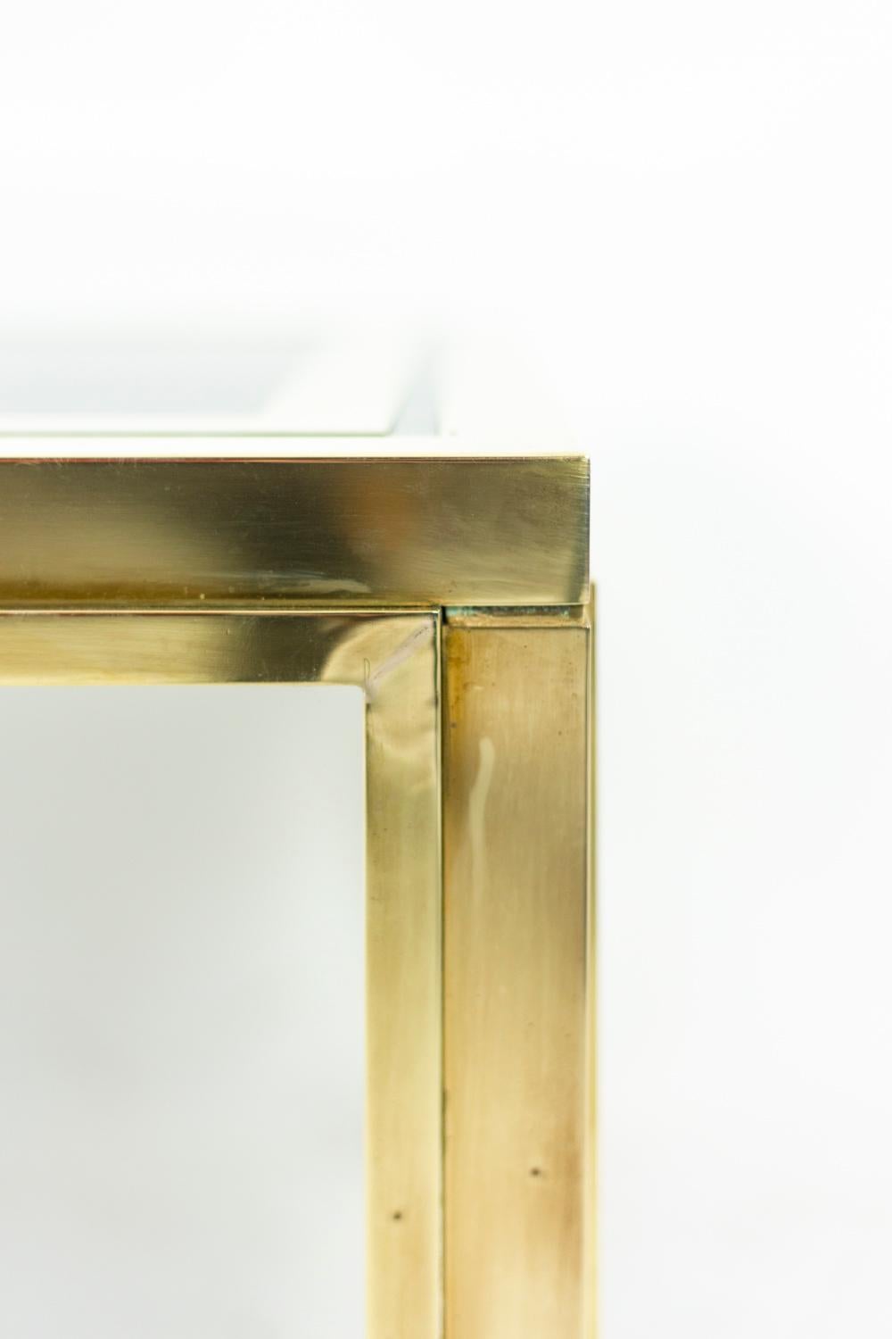 Maison Iiwans, Pair of End Tables in Gilt Brass, 1970’s For Sale 1