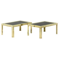 Maison Iiwans, Pair of End Tables in Gilt Brass, 1970’s