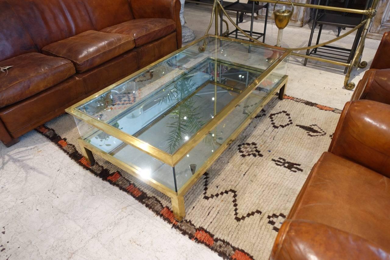 Maison Jansen 1970s Brass and Glass Coffee Table 5