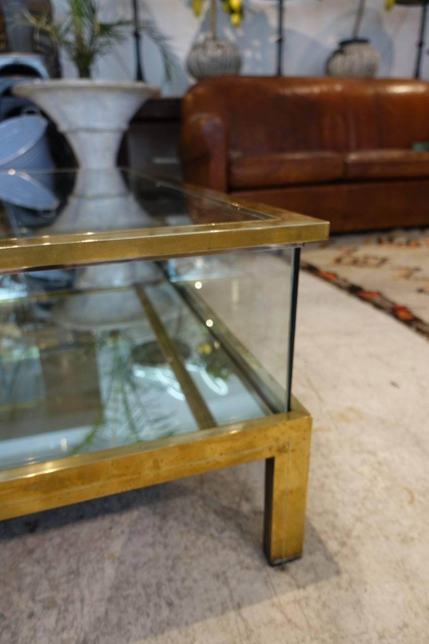 Late 20th Century Maison Jansen 1970s Brass and Glass Coffee Table