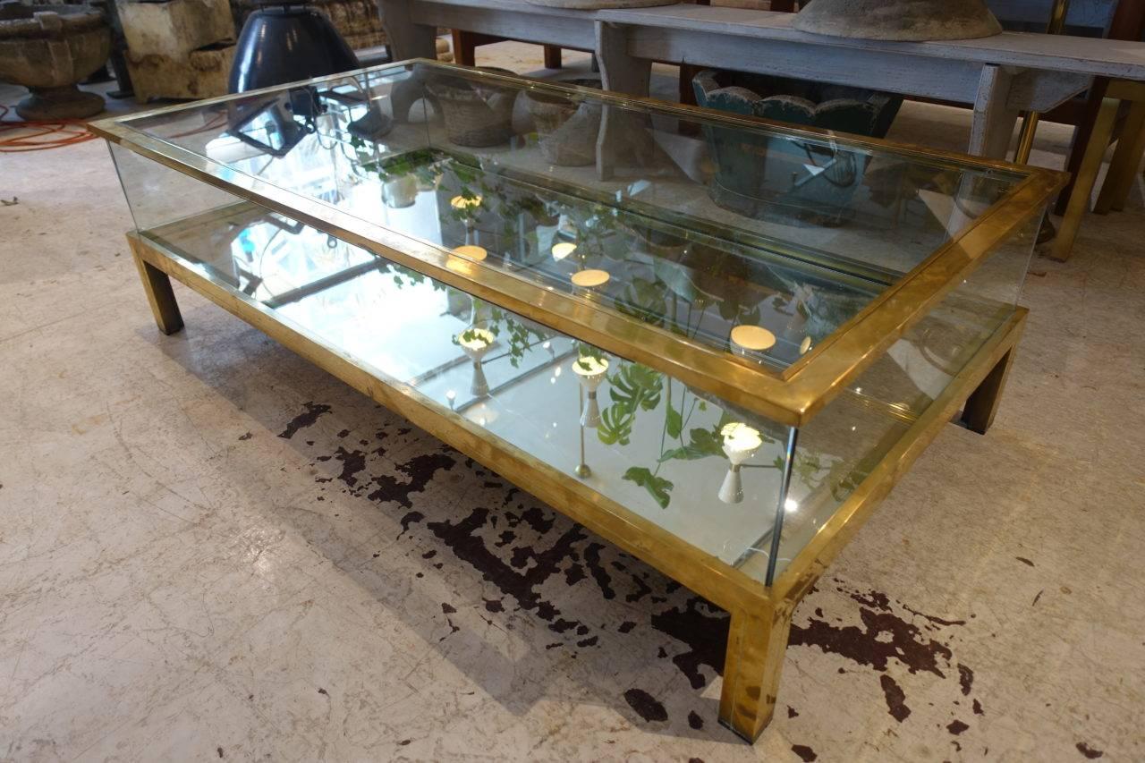 Maison Jansen 1970s Brass and Glass Coffee Table 2