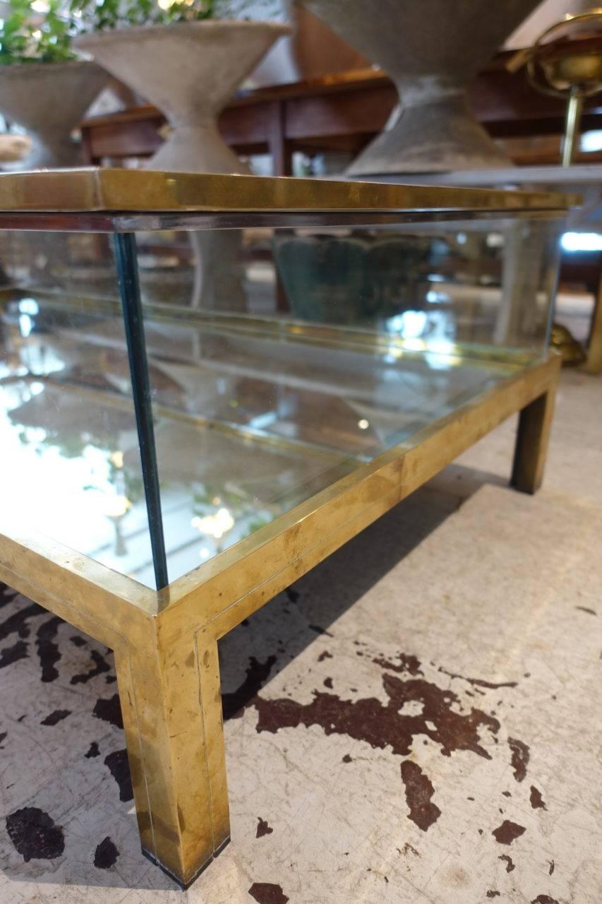Maison Jansen 1970s Brass and Glass Coffee Table 3