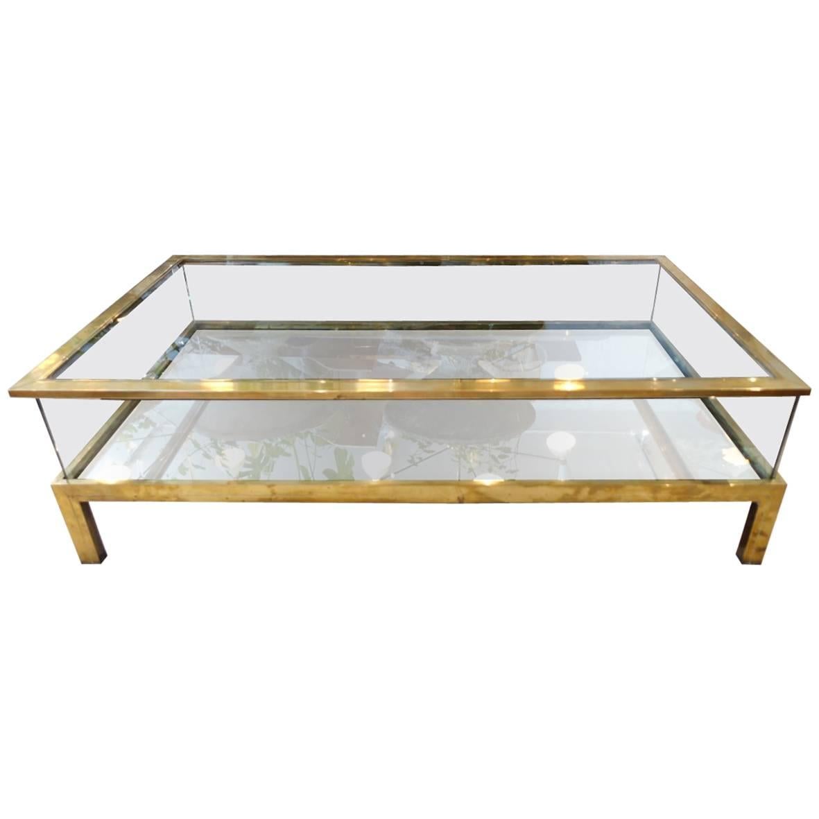Maison Jansen 1970s Brass and Glass Coffee Table