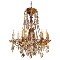 Maison Jansen 8 Light Bronze & Crystal Chandelier, Paris, Circa:1935