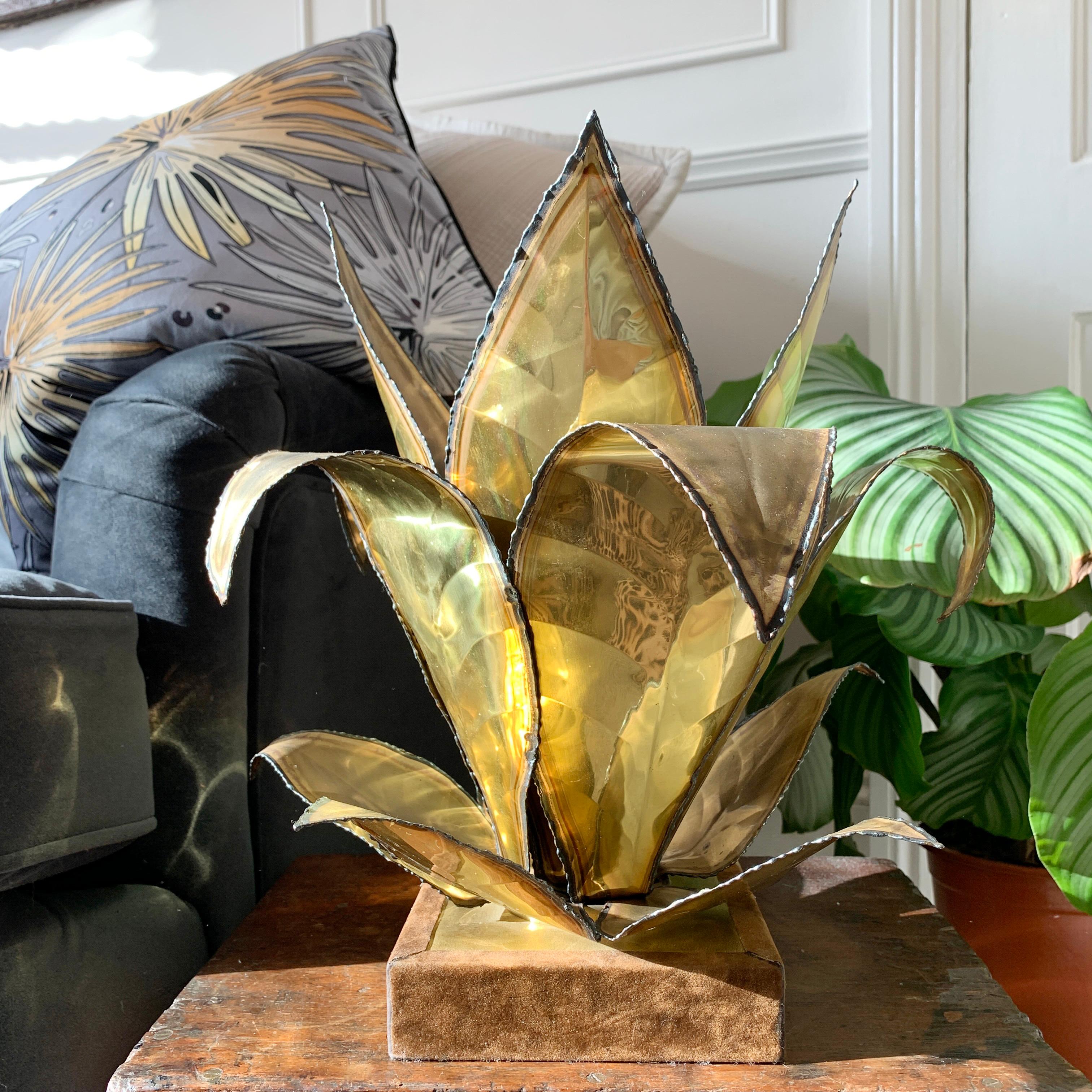 Burnished Maison Jansen Aloe Plant Table Lamp