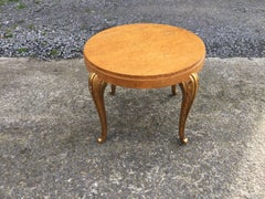 Guéridon Art Déco en placage d'arbre de citronnier et bois doré de la Maison Jansen, vers 1940