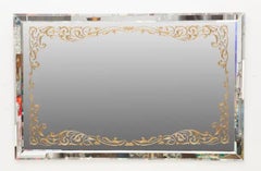Maison Jansen Art Deco Mirror, French Églomisé Border, 1940s, 50" Wide