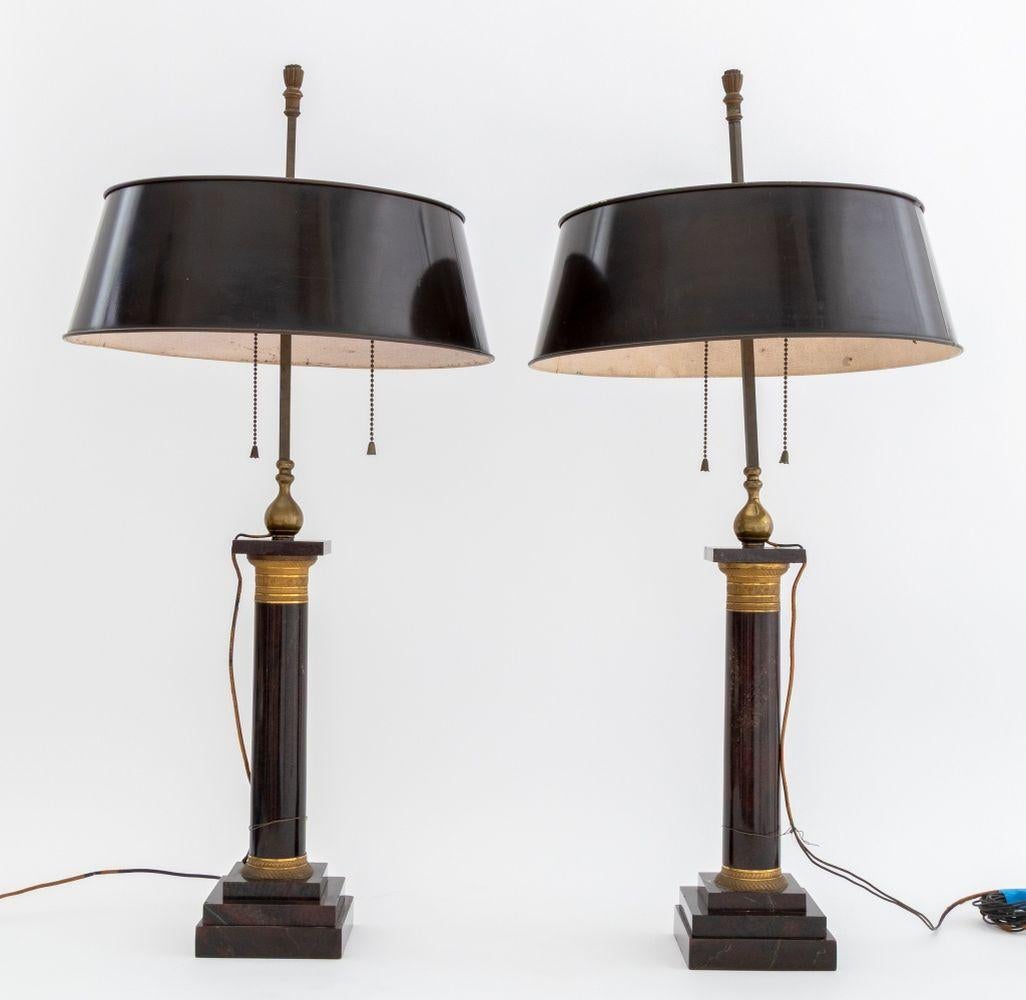 Maison Jansen Attr. Empire-Stil Marmor-Lampen, Pr. im Zustand „Gut“ im Angebot in Astoria, NY