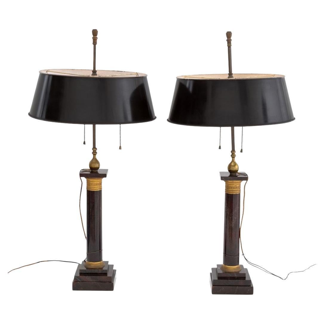 Maison Jansen Attr. Empire-Stil Marmor-Lampen, Pr. im Angebot