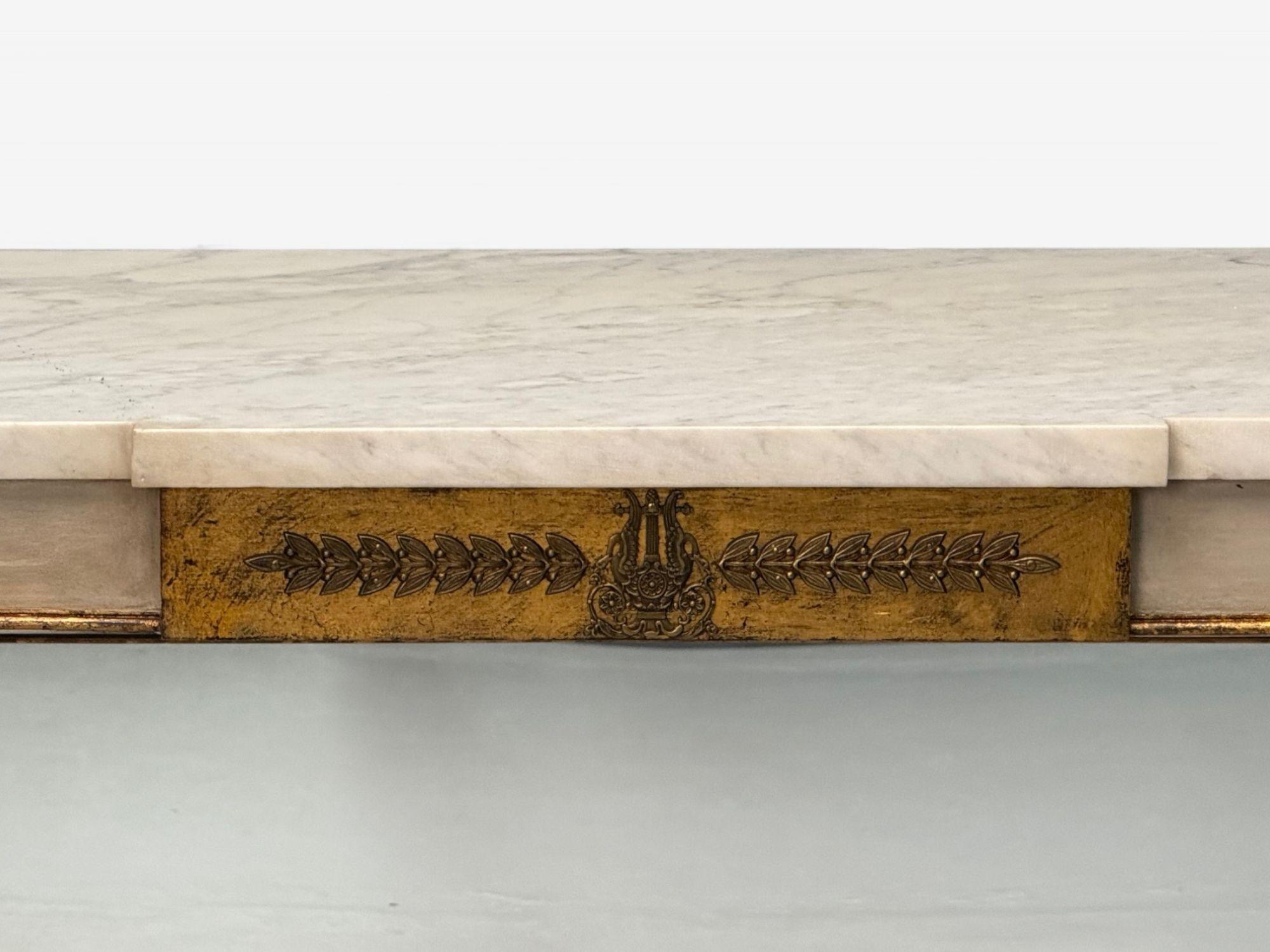 Mid-20th Century Maison Jansen attr., Hollywood Regency, Giltwood, Mirrored Console Table, 1940s For Sale