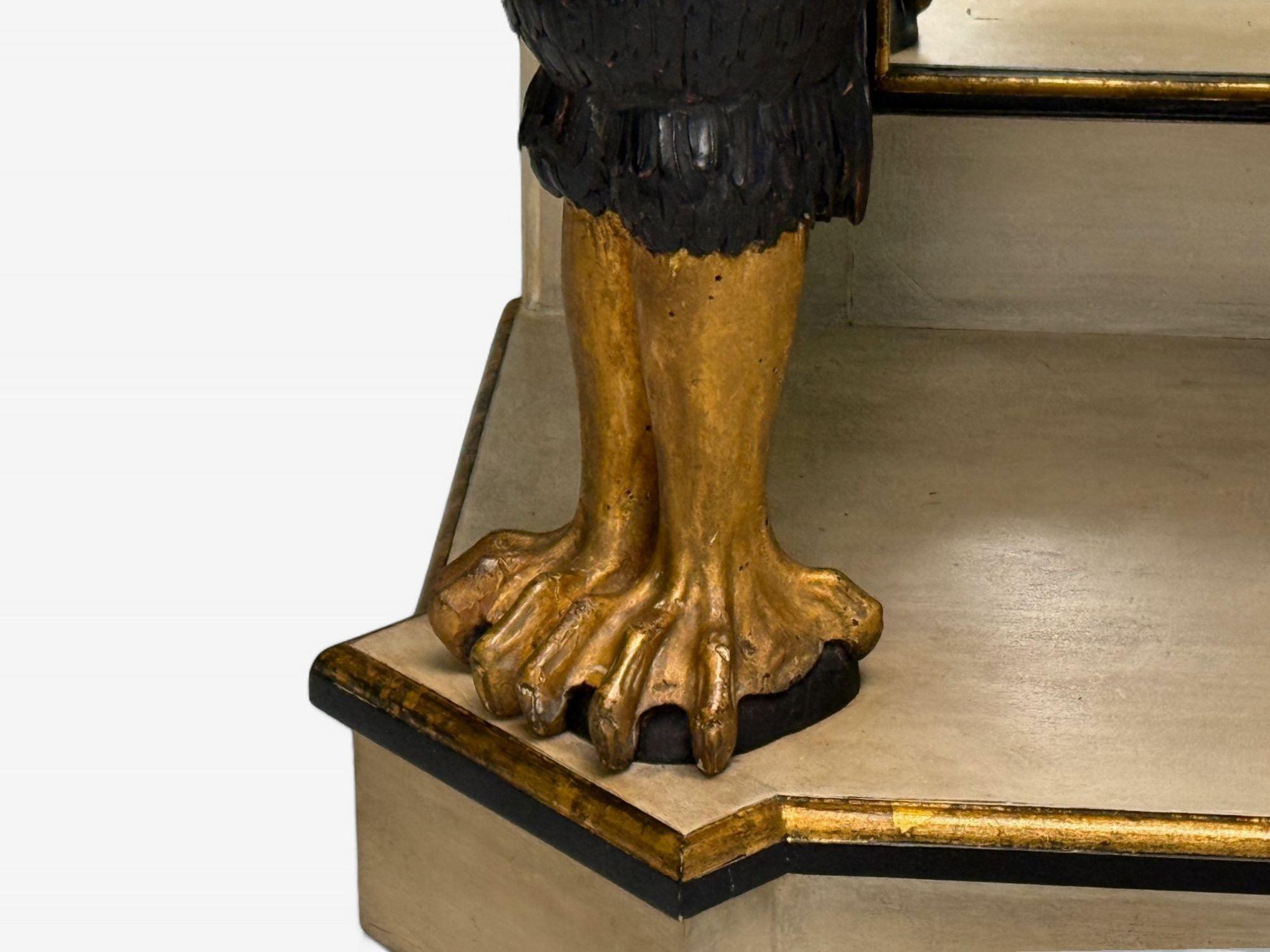 Maison Jansen attr., Hollywood Regency, Giltwood, Mirrored Console Table, 1940s For Sale 1
