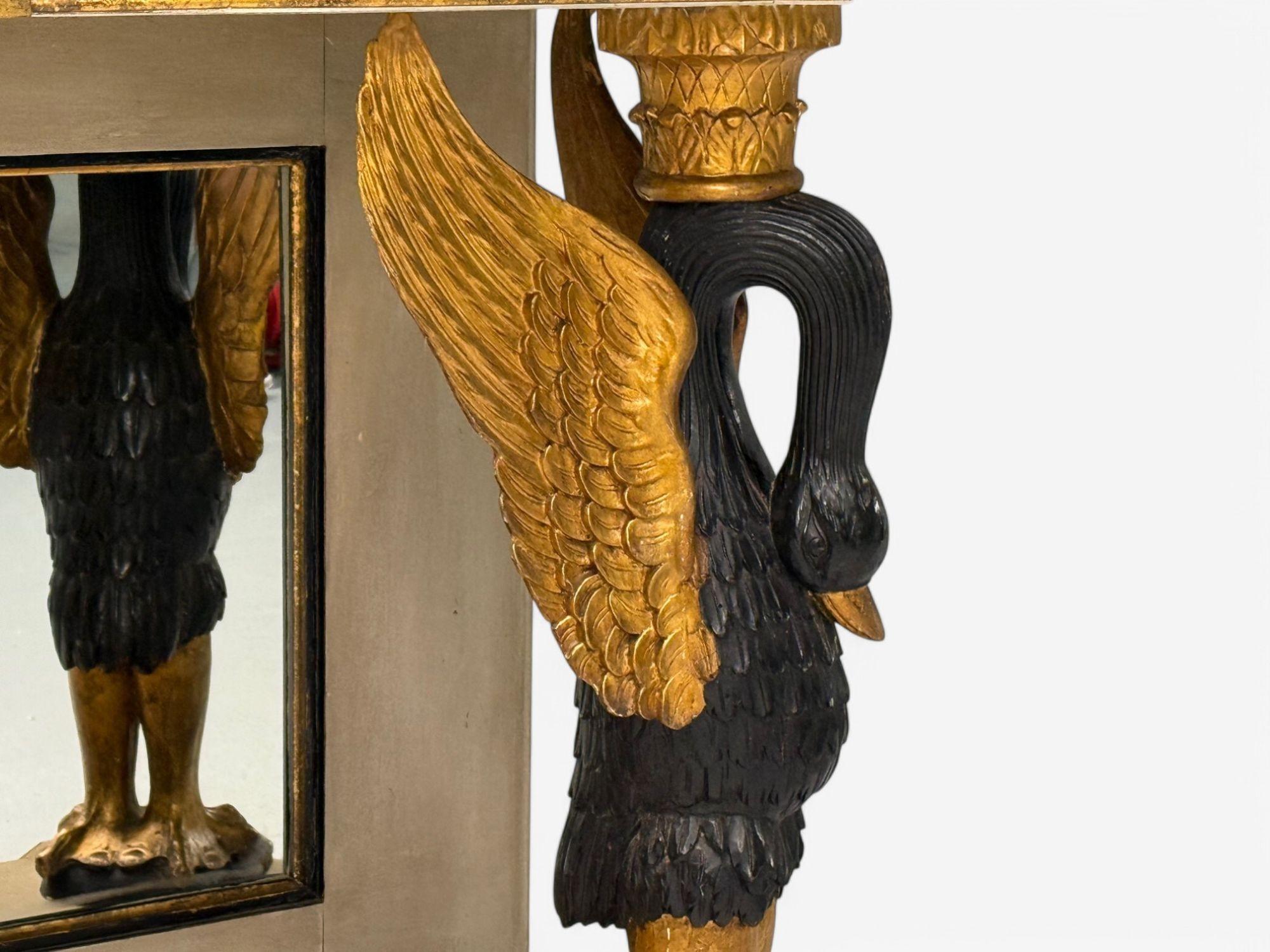 Maison Jansen attr., Hollywood Regency, Giltwood, Mirrored Console Table, 1940s For Sale 2