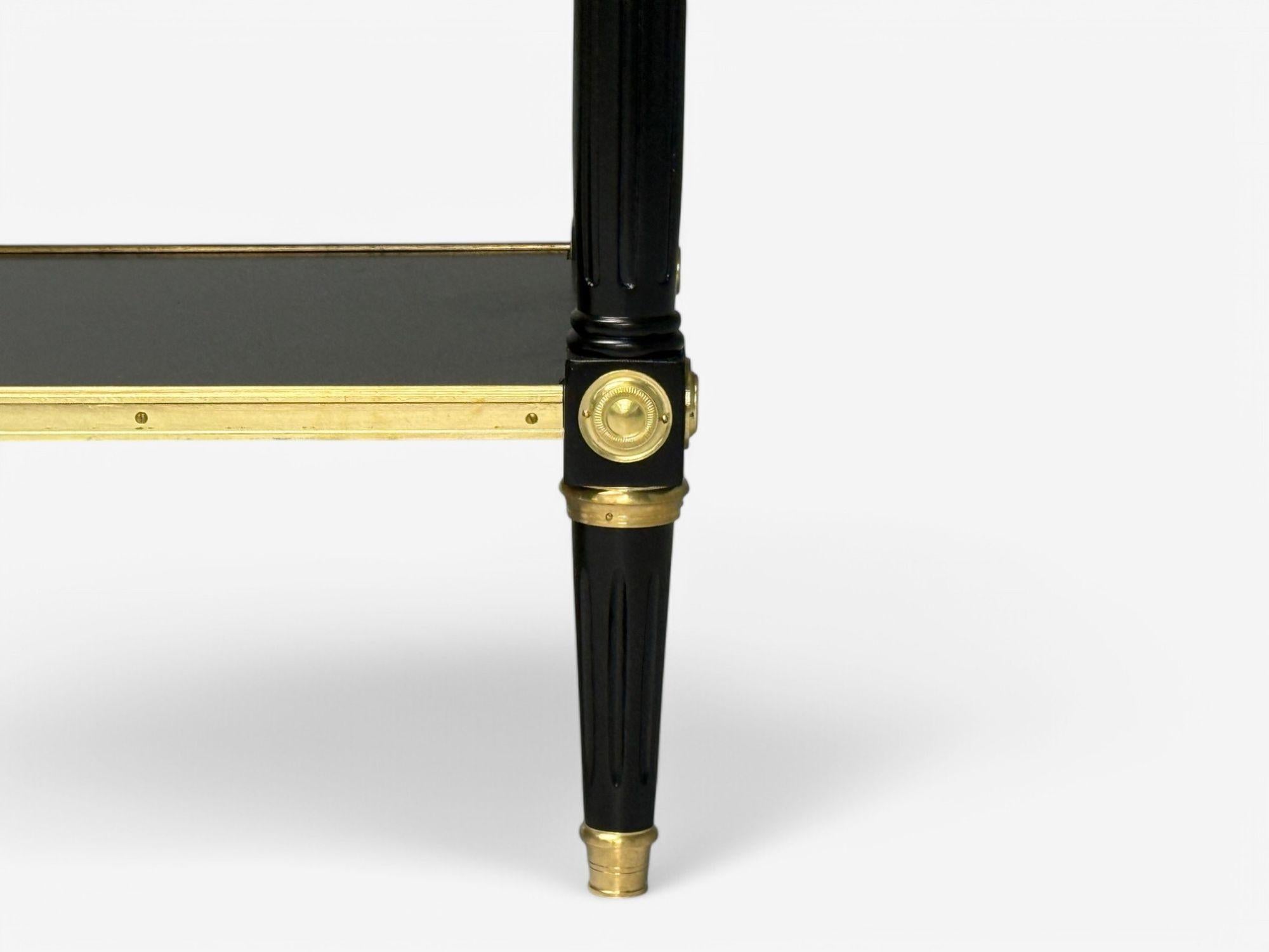 Maison Jansen attr, Hollywood Regency, Satin Black Mahogany, Large Console Table For Sale 4