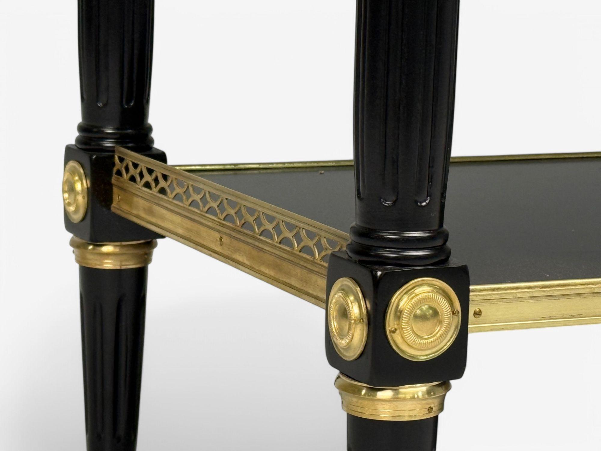 Maison Jansen attr, Hollywood Regency, Satin Black Mahogany, Large Console Table For Sale 6