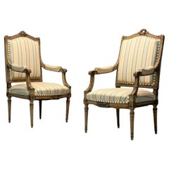 Maison Jansen attr, Louis XVI, bemaltes Holz, Stoff, Sessel, Frankreich, 1940er Jahre