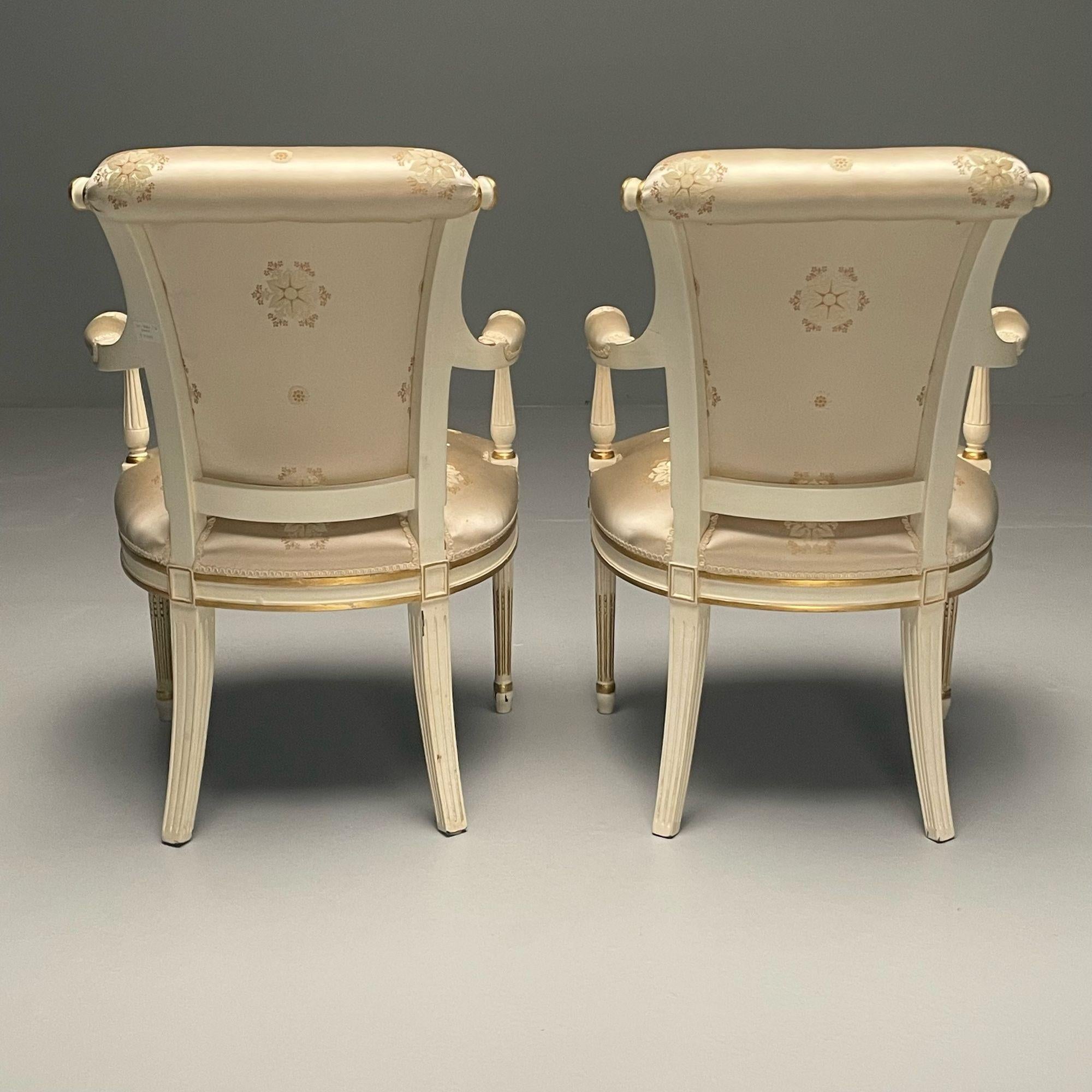 Maison Jansen Attr., Louis XVI Style, Hollywood Regency, Fauteuils, Scalamandre For Sale 2